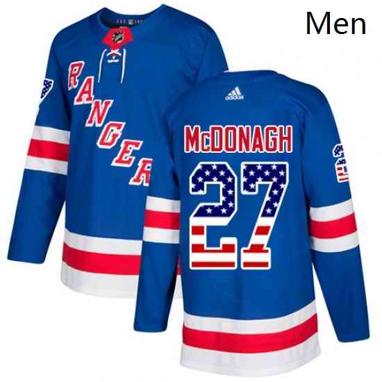 Mens Adidas New York Rangers 27 Ryan McDonagh Authentic Royal Blue USA Flag Fashion NHL Jersey